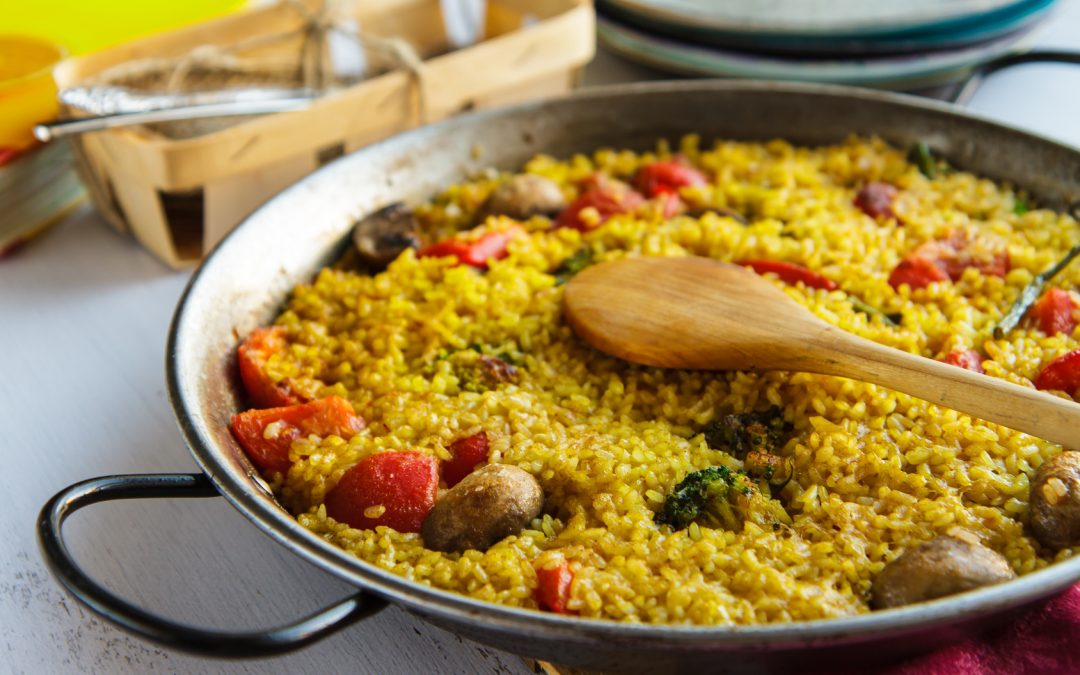 Paella vegetariana con Funghi trifolati Spadella il gusto
